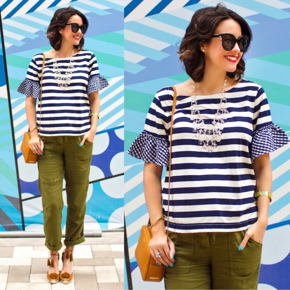 J. Crew Ruffle Sleeve Top - Picture 2 of 8
